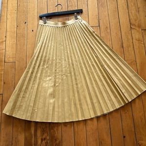 Beulah Pleated Midi Skirt in Mustard Yellow